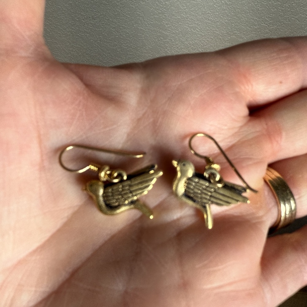 Gold Tone Bird Earrings